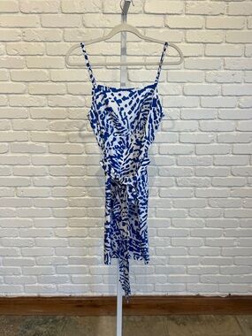 Susana Monaco Amelia Dress in Lapis/White - Blue and White Printed Mini Dress